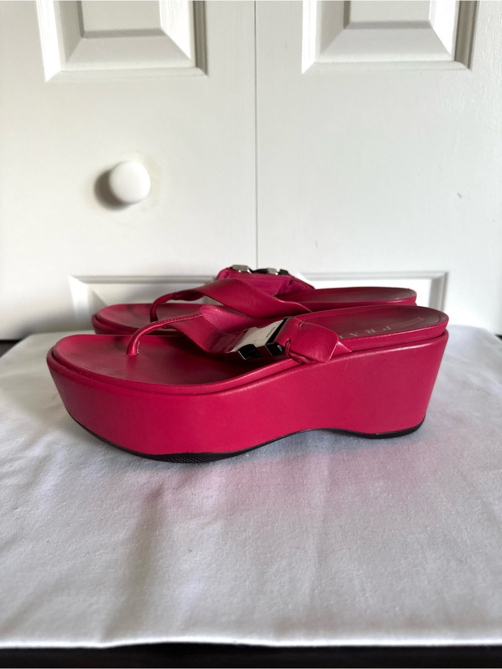 Prada Hot Pink Platform Thong Sandals 7/37